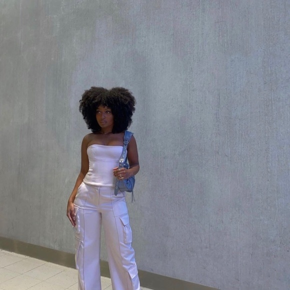 DARIA CRYSTAL SATIN STRAIGHT LEG CARGO TROUSERS - Picture 5 of 6